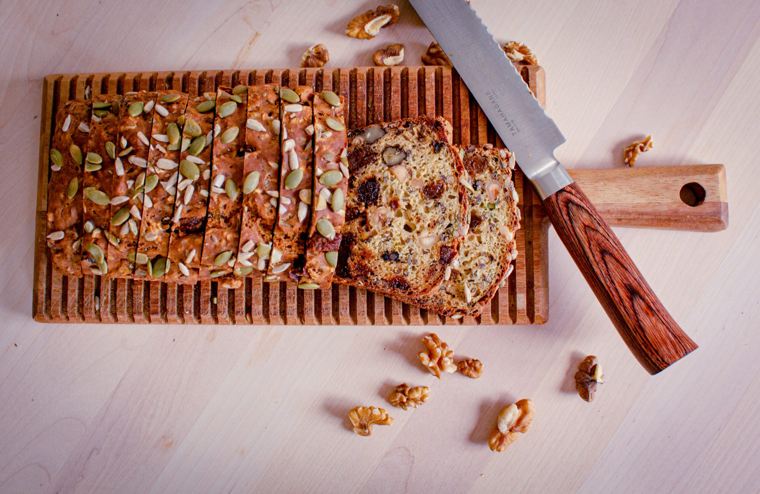Spelt bread with nuts and fruit